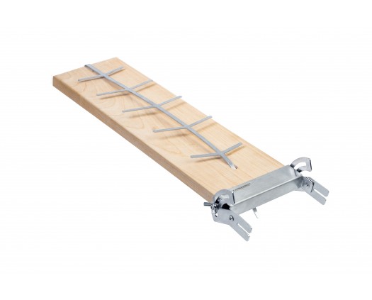 Kabelabstandshalter aus Holz mit Metallklemmen Kabelabstandshalter aus Holz mit sieben Schlitzen und Metallklemmen für eine sichere Kabelverlegung