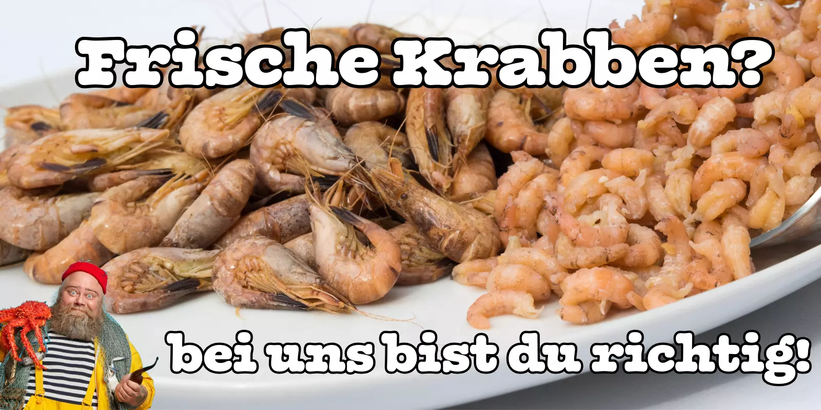 frische Krabben mit und ohne Schale auf weißem Teller