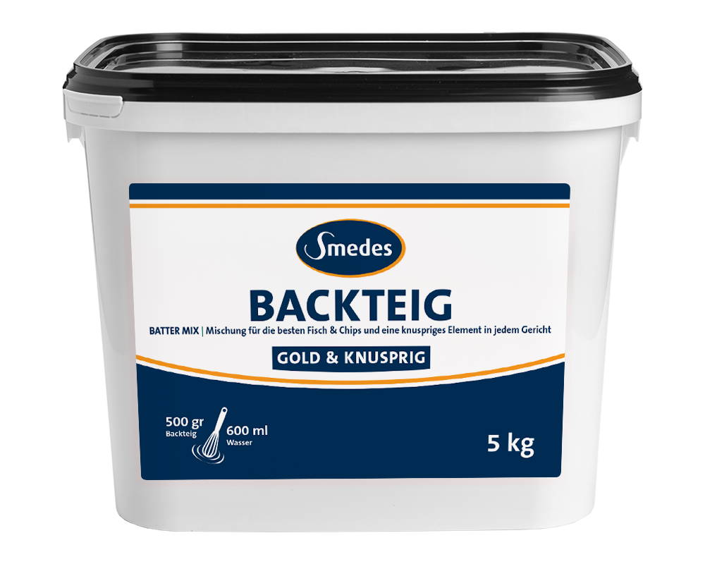 Smedes Backteig 5 kg – Mischung für knusprige Fisch & Chips 5 kg Eimer Smedes Backteig, ideal für Fisch & Chips, gold und knusprig